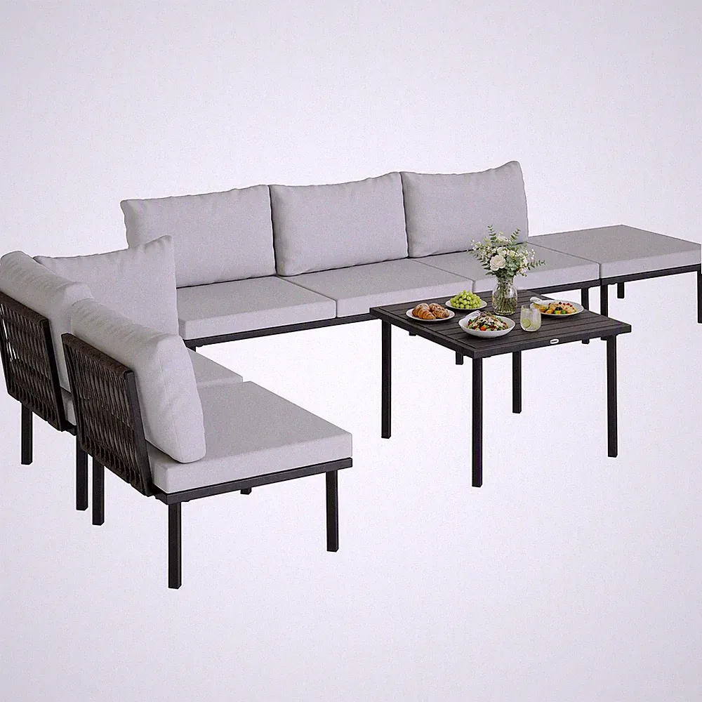 Lounge Gartenmöbel Set 5-6 Personen Gartenlounge Set mit 2 Sitzer Gartensofa