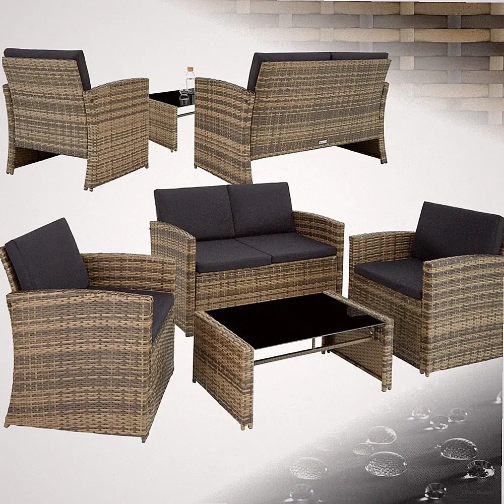 Lounge Gartenmöbel Set Poly Rattan,Esszimmer Set,Outdoor Sofa,Sessel & Tisch