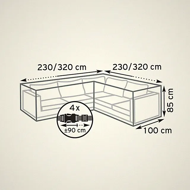 Lounge Schutzhülle 320 x 100 x 85 cm Ecklounge Abdeckhaube Gartenmöbel