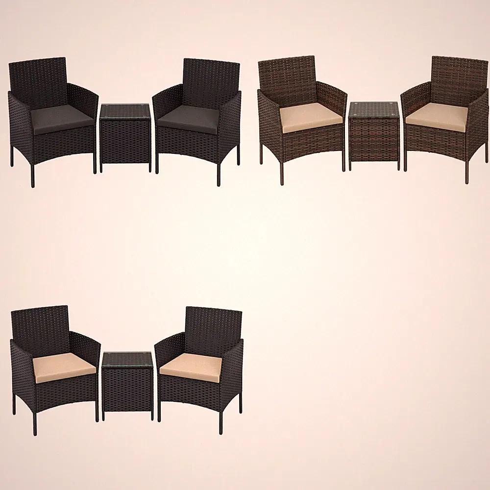 Lounge-Set Balkonmöbel Gartenmöbel-Set aus PE-Polyrattan Tisch + 2 Stühle Garten