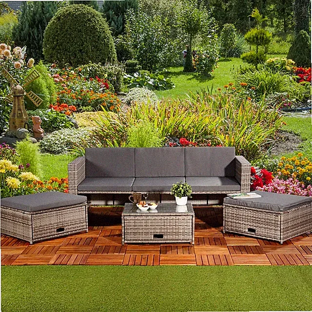 Lounge Sitzgruppe Sitzgarnitur Rattan Polyrattan Set Sofa Rattanmöbel Garnitur