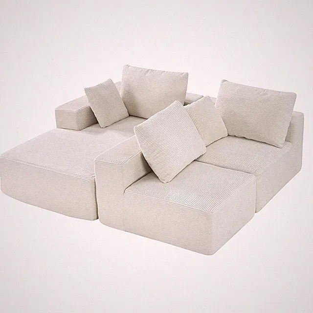Lounge Sofa Modulares Sofa L-Form Modulsofa mit Kissen Beige Couch 545kg