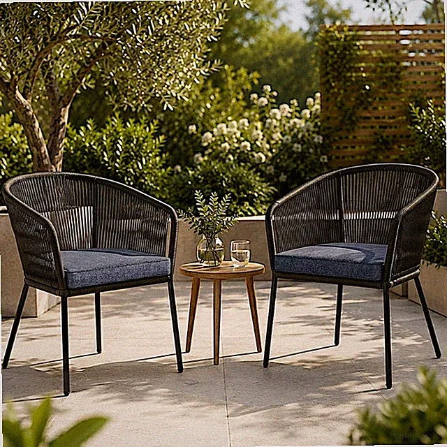 Lounge Stuhl 2er Set Gartenstuhl Gartensessel Rope Loungesessel Outdoor Grau