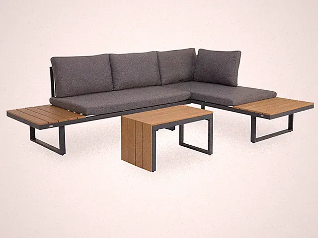 Loungeecke Outdoor Runei grau Garten-Sofa Loungesofa Outdoorsofa