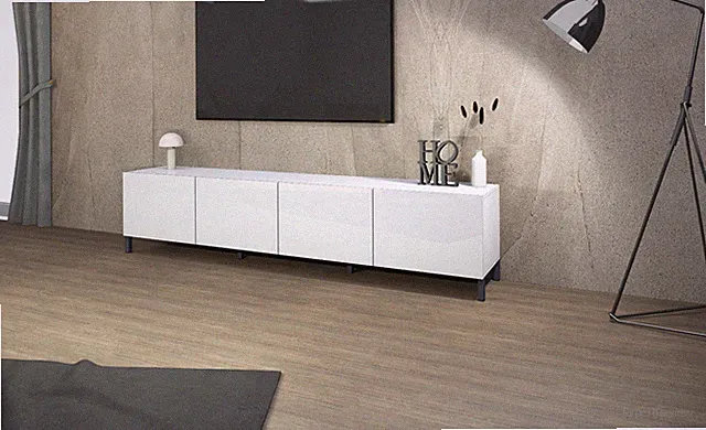Lowboard 200 cm 4 Türen Metallfüße Sideboard Kommode TV Schrank Weiß SOPHIA