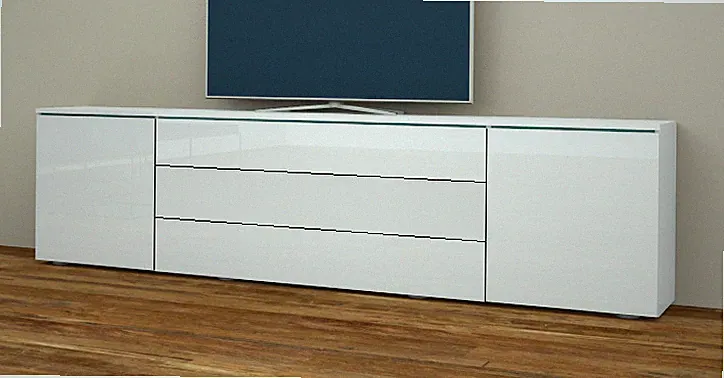 Lowboard 200cm TV-Schrank Sideboard Anrichte Kommode Weiß Hochglanz SAN DIEGO