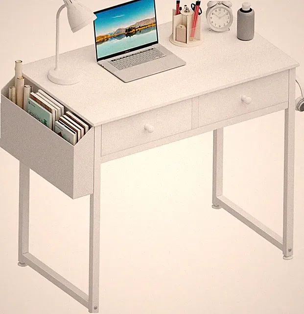 Lufeiya Schreibtisch weiß, 2 Schubladen, Tisch mit Stauraum, (80 x 40 x 79 cm)
