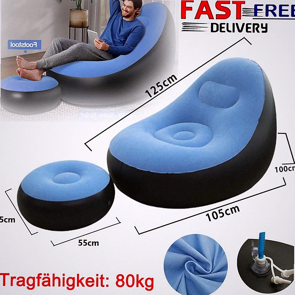 Luftsessel aufblasbarer Sessel Hocker Sitzsack Luftmöbel Camping Garten Gaming