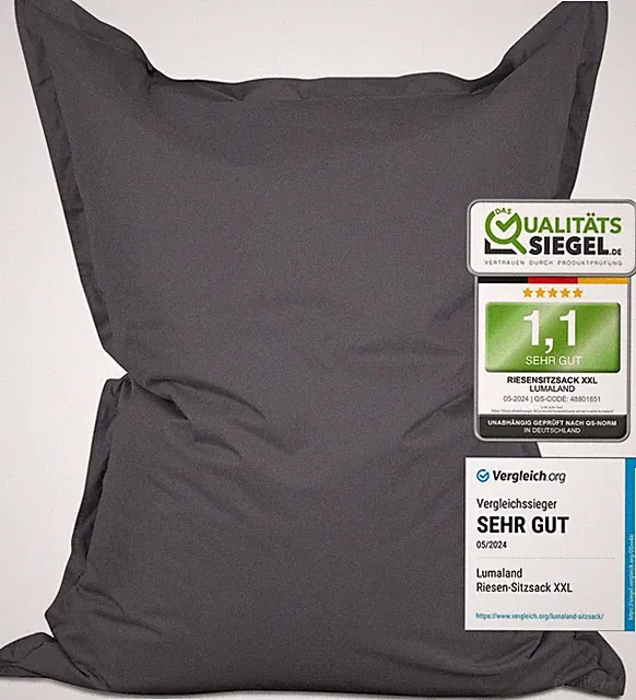 Lumaland Riesen-Sitzsack XXL 140X180 Cm | Wasserfestes Indoor & Outdoor Liegekis