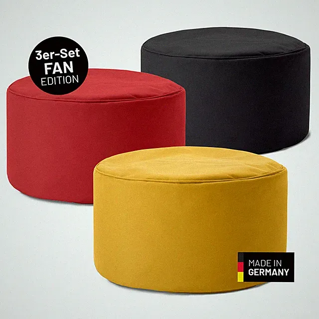 LUMALAND Sitzhocker 3er Set Sitzpouf rund schwarz rot gold Sitzkissen EPS Perlen