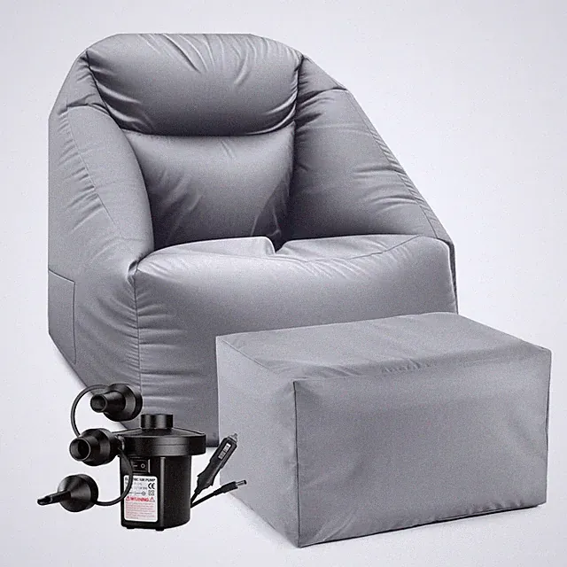 LUMALAND Sitzsack Set AIR Sessel + Pouf Hocker aufbasbar mit Pumpe elektrisch