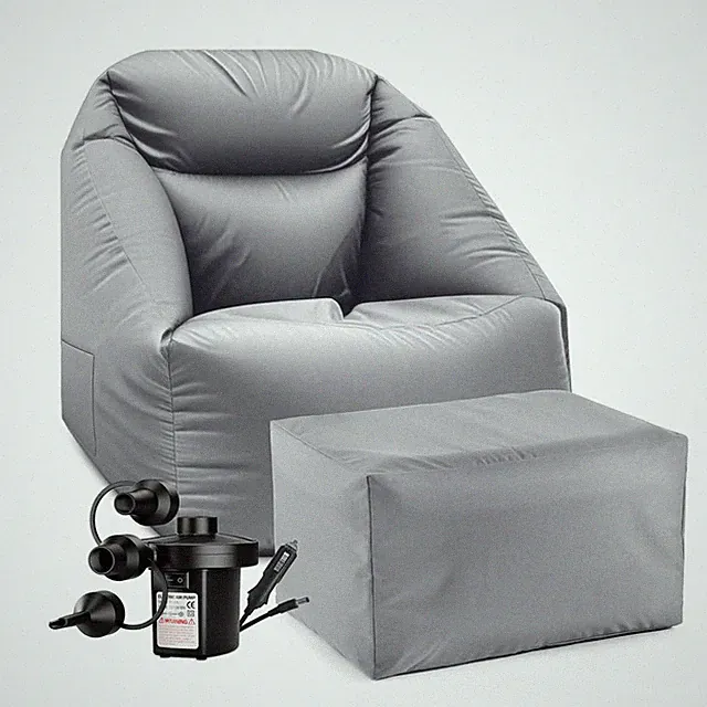 LUMALAND Sitzsack Set AIR Sessel + Pouf Hocker aufbasbar mit Pumpe elektrisch