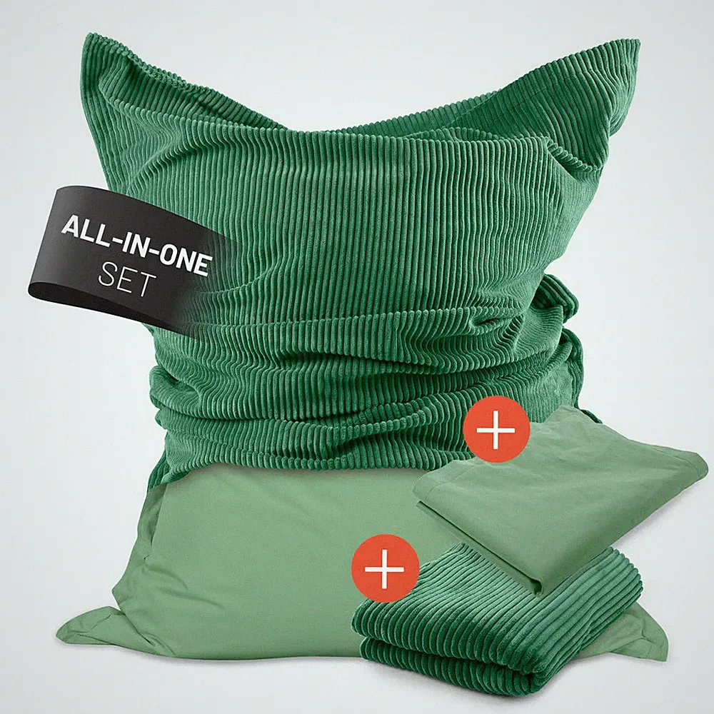 LUMALAND XXL Sitzsack 30L EPS Perlen Füllung Outdoor Bezug + Indoor Hülle Cord
