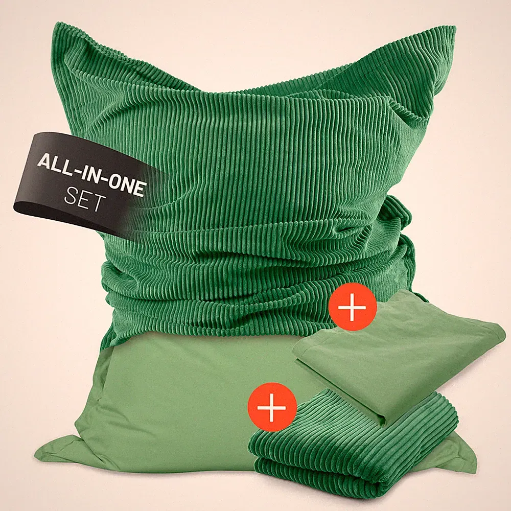 LUMALAND XXL Sitzsack 30L EPS Perlen Füllung Outdoor Bezug + Indoor Hülle Cord