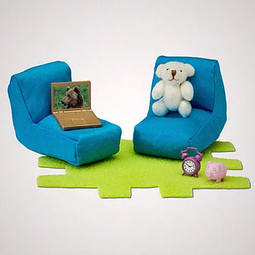 Lundby 60.2060 Smaland Teenager Zimmer Möbel Sessel Teppich 1:18