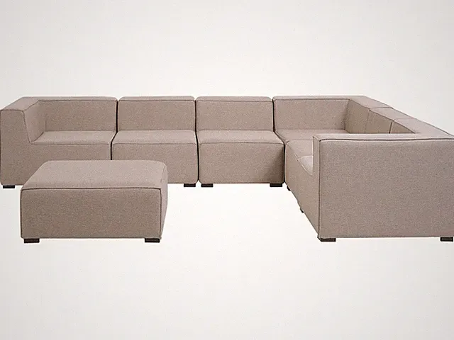 Luxuriöses 7-teiliges Outdoor Lounge Set beige Polsterbezug linksseitig Arezzo