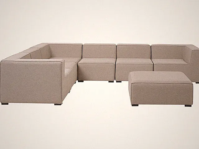 Luxuriöses 7-teiliges Outdoor Lounge Set beige Polsterbezug rechtsseitig Arezzo