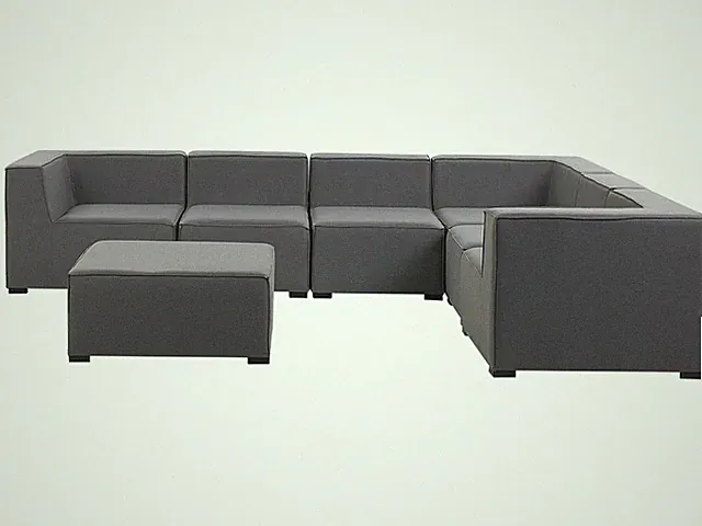 Luxuriöses 7-teiliges Outdoor Lounge Set grau Polsterbezug linksseitig Arezzo