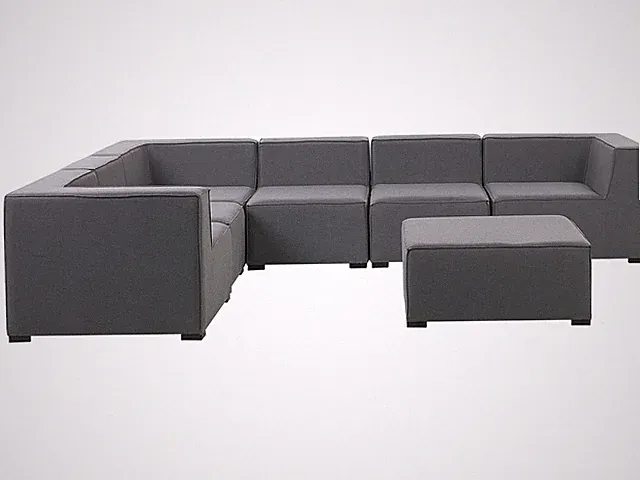Luxuriöses 7-teiliges Outdoor Lounge Set grau Polsterbezug rechtsseitig Arezzo