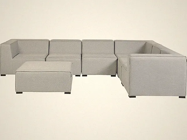 Luxuriöses 7-teiliges Outdoor Lounge Set hellgrau Stoffbezug linksseitig Arezzo