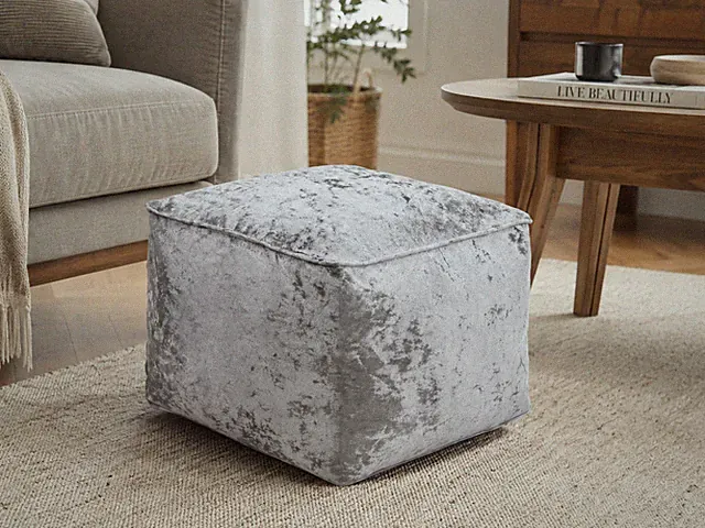 Luxus Crushed Velvet Sitzsack Quadratisch Weich Indoor Pouf Fußhocker 40X40X30cm