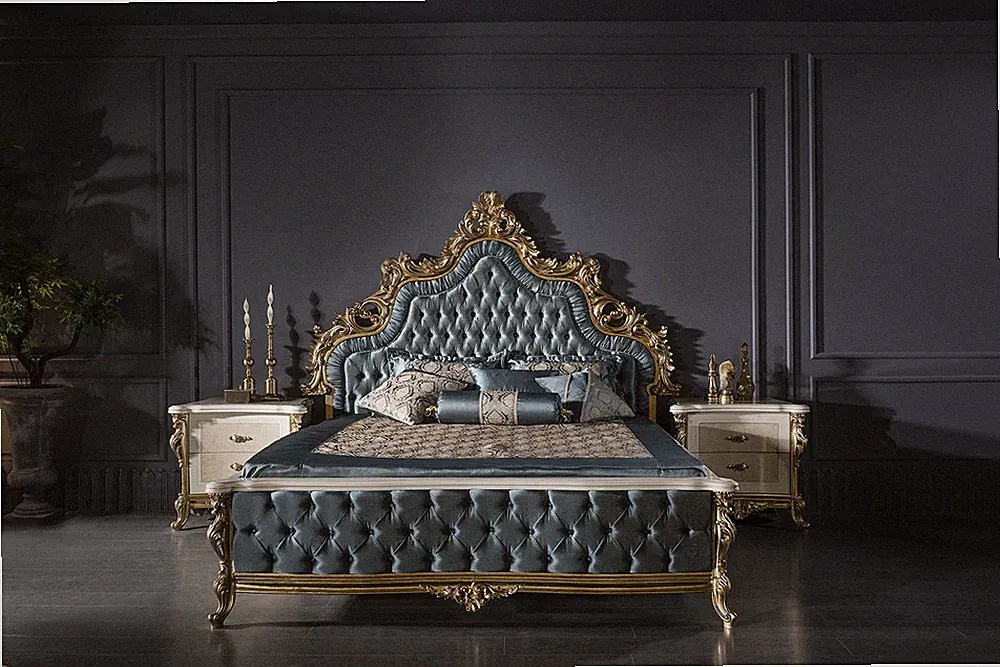 Luxus Doppel Bett Chesterfield Barock Betten Schlafzimmer Möbel Knöpfe