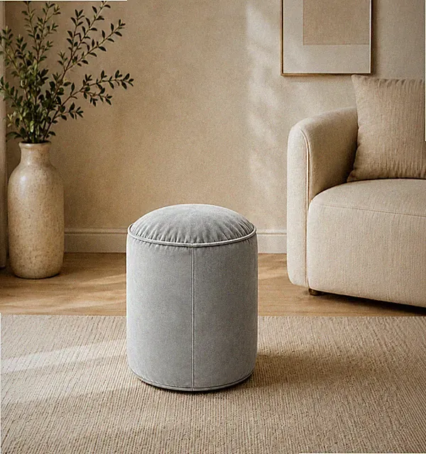 Luxus Runder Sitzsack Plüsch Samt Fußhocker Ottomane Pouffe Weicher Sitz 40X40X40cm
