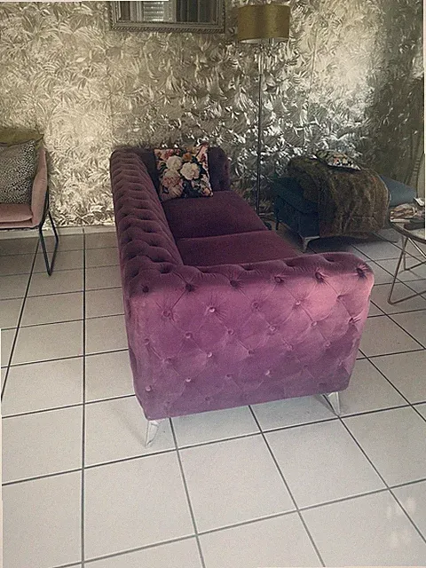 Luxus XXL Chesterfield Sofa Couch Samt Velour Barock Lila Pink Gold 3m