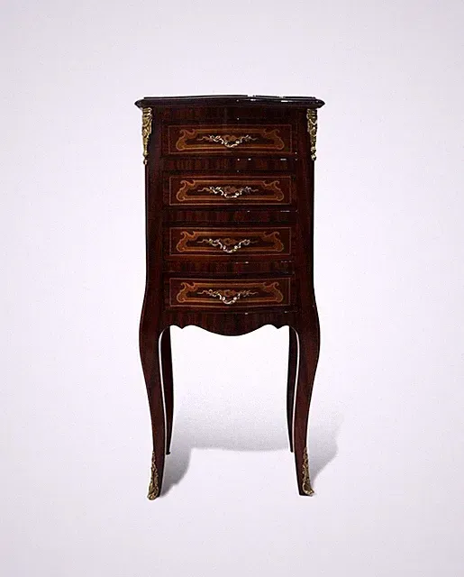 MACE Heritage Louis XV Barock Beistelltisch braun Massivholz 4 Schubladen