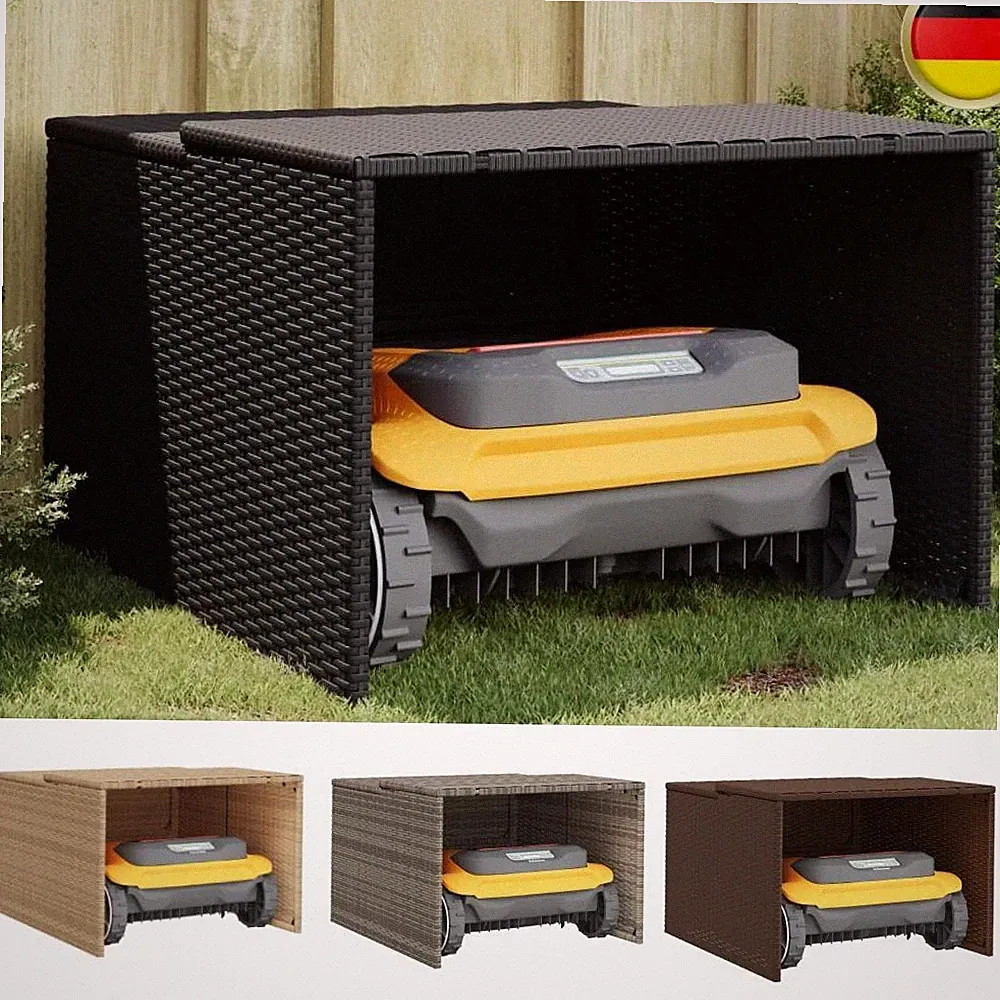 Mähroboter Garage Unterstand Rasenmäher Überdachung Dach Poly Rattan vidaXL