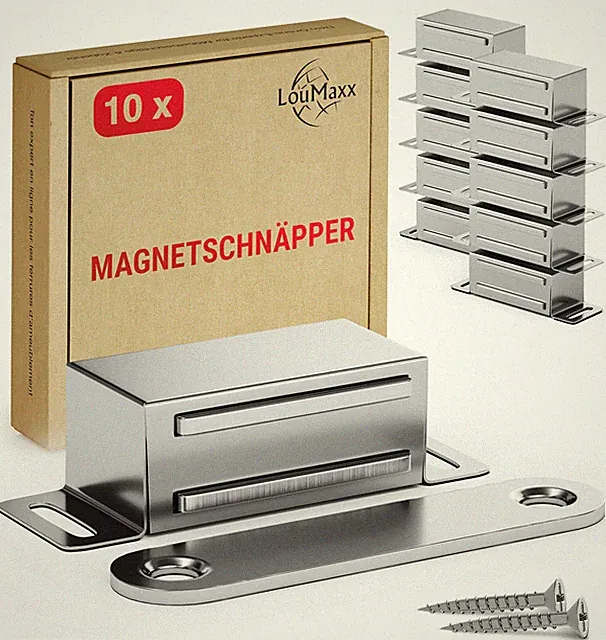 Magnetschnäpper 10er Set 4 kg Edelstahl – Türmagnet Schrankmagnet – Magnethalter