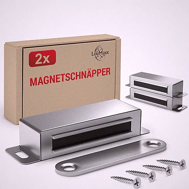 Magnetschnäpper - Haltekraft 15kg- 2er Set Edelstahl Schrankmagnet von LouMaxx