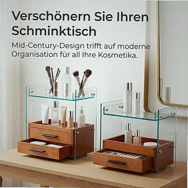 Make-up Aufbewahrung für Kosmetik am Schminktisch, für Cremes - kosmetikregal