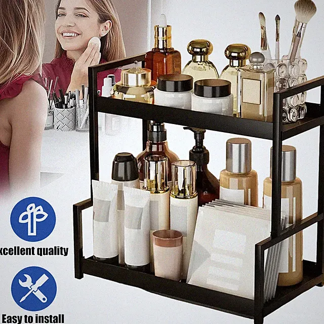 Makeup Aufbewahrungsregal 2 Tier Küchen Gewürzregal Badezimmer Parfüm Organizer