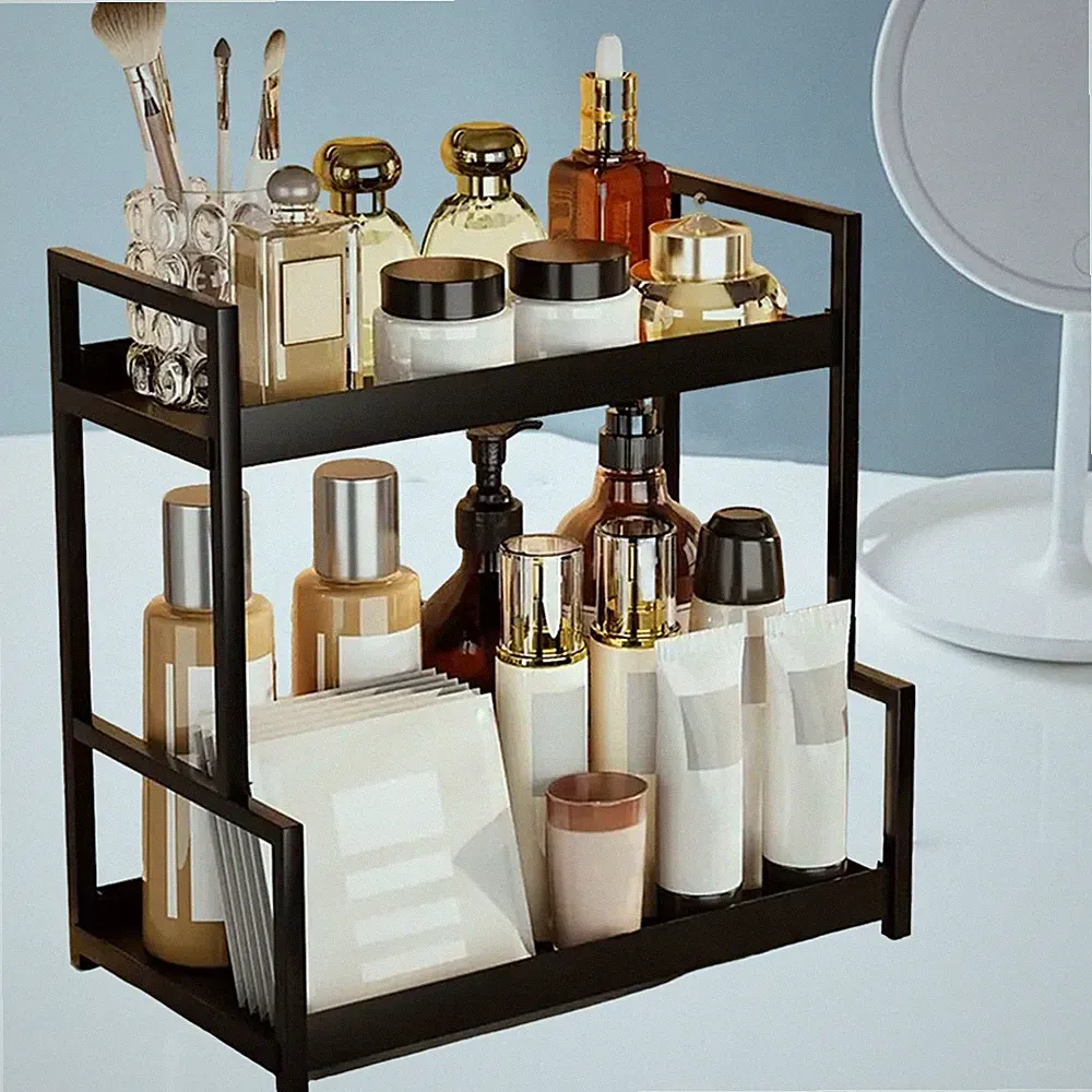 Makeup Organizer Kosmetik Aufbewahrungsregal 2Stöckiges Küchen Regal Gewürzregal