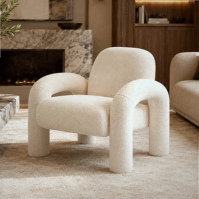 Makika Loungesessel Einzelsofa Boucle Armlehnstuhl Relaxsessel Polstersessel