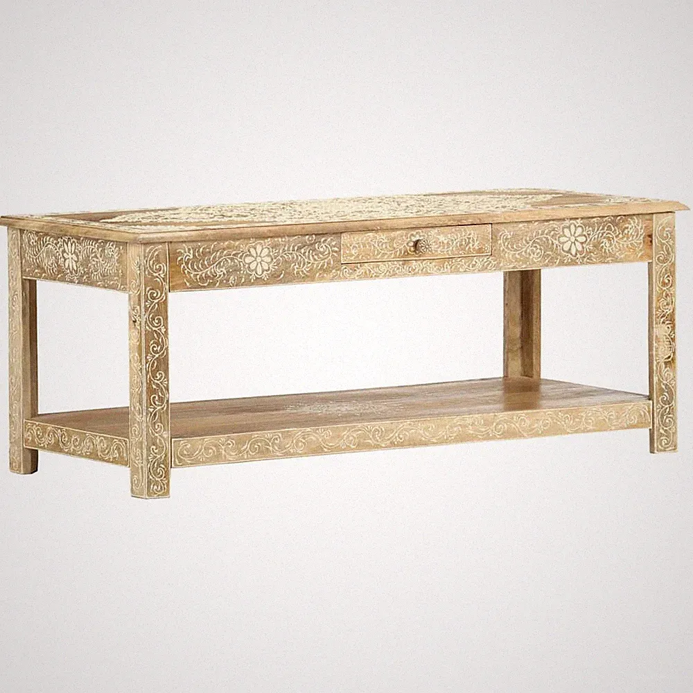 Mangoholz Massiv Couchtisch Handgemalt Wohnzimmertisch Beistelltisch vidaXL