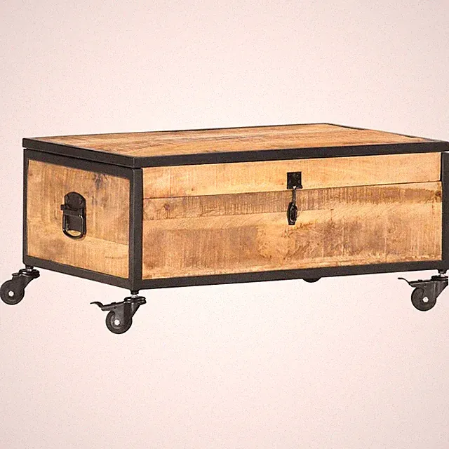 Mangoholz Massiv Couchtisch mit 4 Rädern Beistelltisch Wohnzimmertisch vidaXL