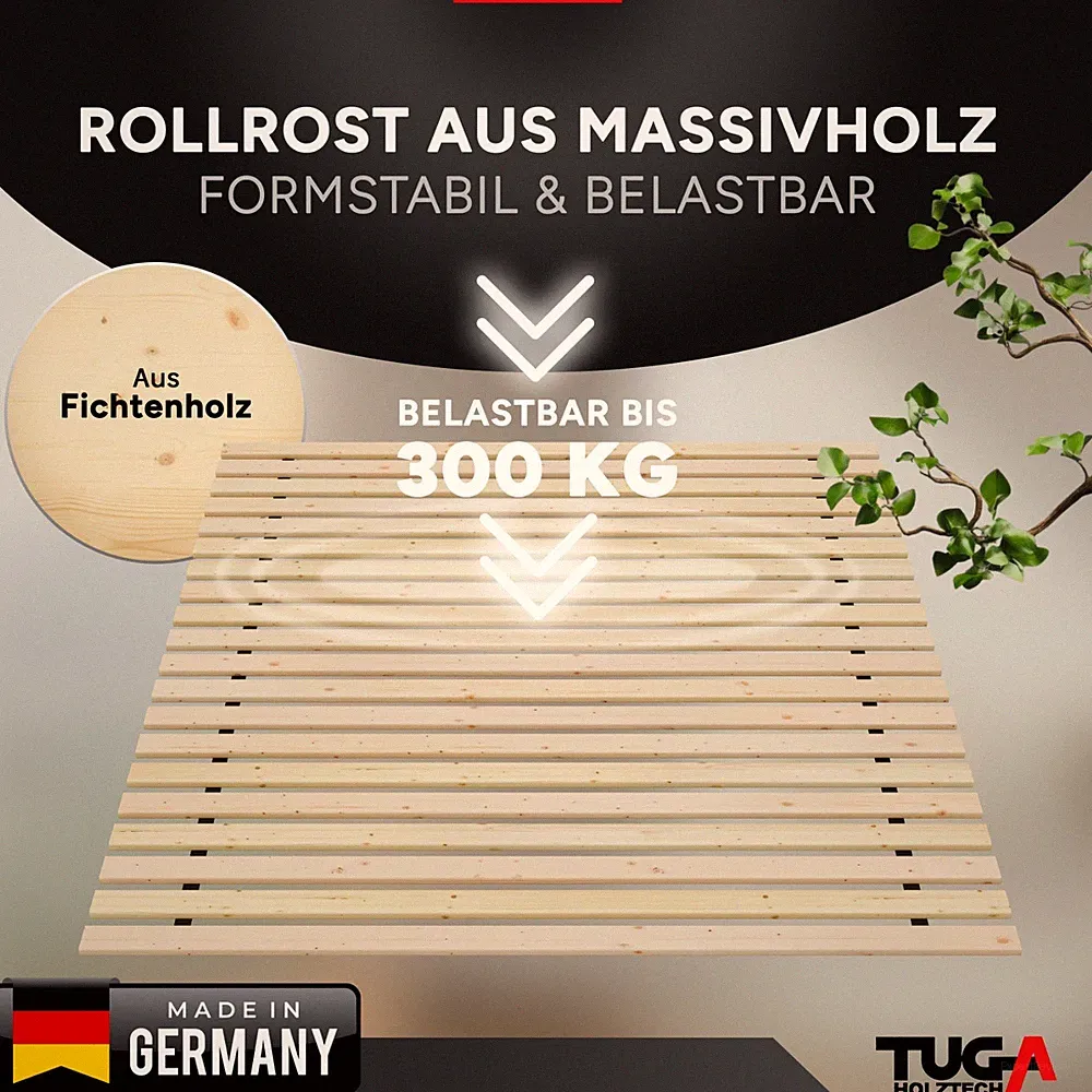 Marken Rollrost Lattenrost TUGA Holztech Deutschland 80 90 100 120 140 160 200