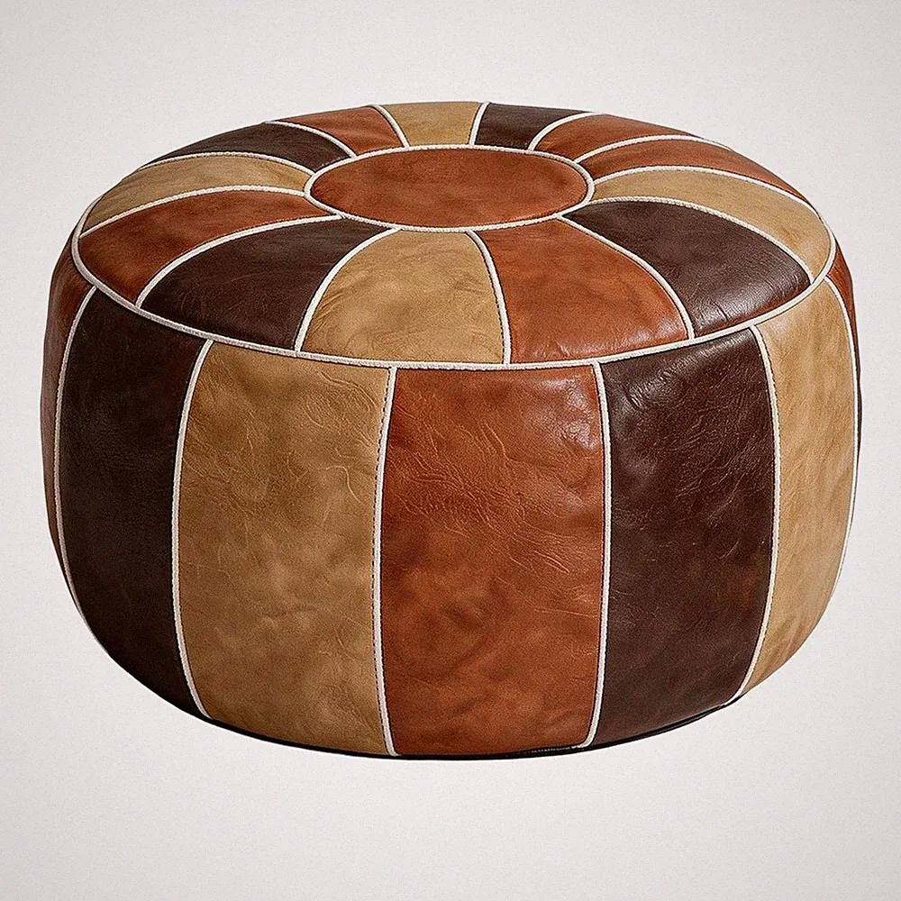 Marokkanischer Aufbewahrungs-Pouf, Fußhocker, Ottoman, Sitzbank, Handgefert2015