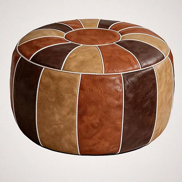 Marokkanischer Aufbewahrungs-Pouf, Fußhocker, Ottoman, Sitzbank, Handgefert3156