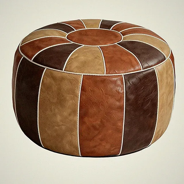Marokkanischer Aufbewahrungs-Pouf, Fußhocker, Ottoman, Sitzbank, Handgefert4367