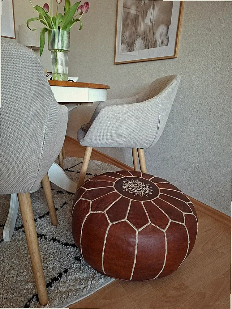 Marokkanischer Leder Sitzpuff Sitzsack in Cognac