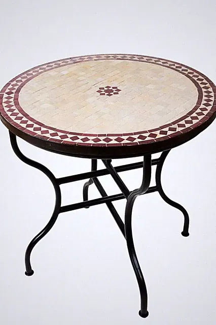 Marokkanischer Mosaiktisch Bilbao natur/ Bordaux, 80cm