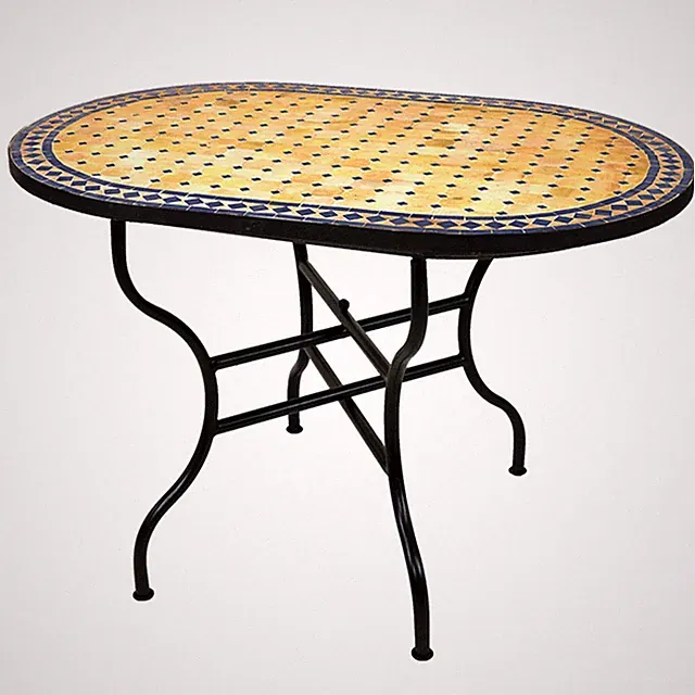 Marokkanischer Mosaiktisch Gartentisch Tisch Esstisch Garten Marokko Oval 100cm