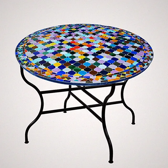Marokkanischer Mosaiktisch Gartentisch Tisch Esstisch Garten Marokko Rund 120cm