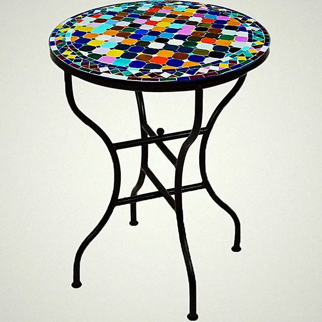 Marokkanischer Mosaiktisch Gartentisch Tisch Esstisch Garten Marokko Rund 80cm