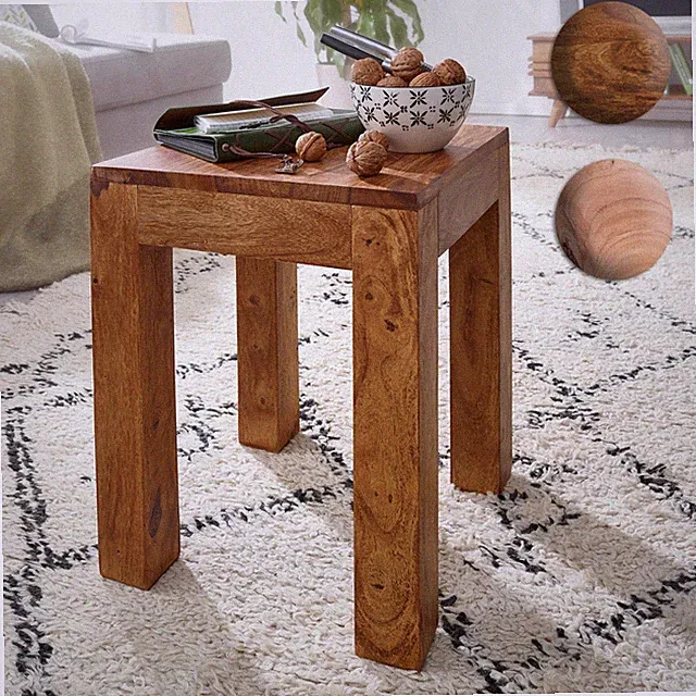 Massiver Beistelltisch Holz Massiv 35cm Kleiner Wohnzimmertisch Couchtisch