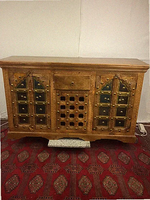 Massives Sideboard Indien Sheesham Holz 152cm Kommode Massivholz Schrank Messing