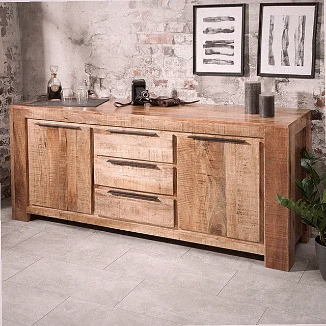 Massives Sideboard IRON CRAFT 175cm Mangoholz Handarbeit Board Regal Kommode